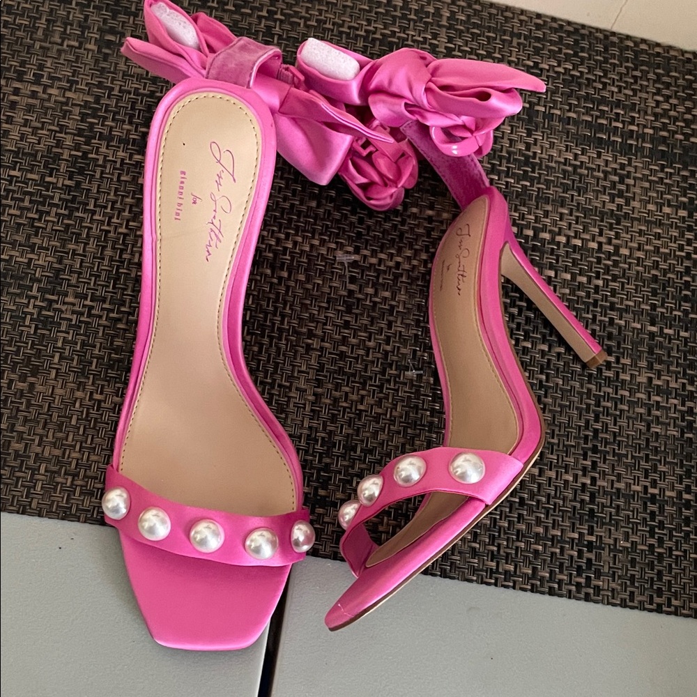 Gianni Bini X Jess Southern pink pearl Bow Dress Heeled Sandals - Picture 6 of 6